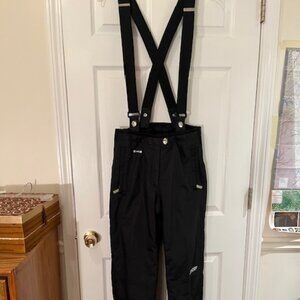 Spyder black size 8 suspender softshell ski pants with thinsulate